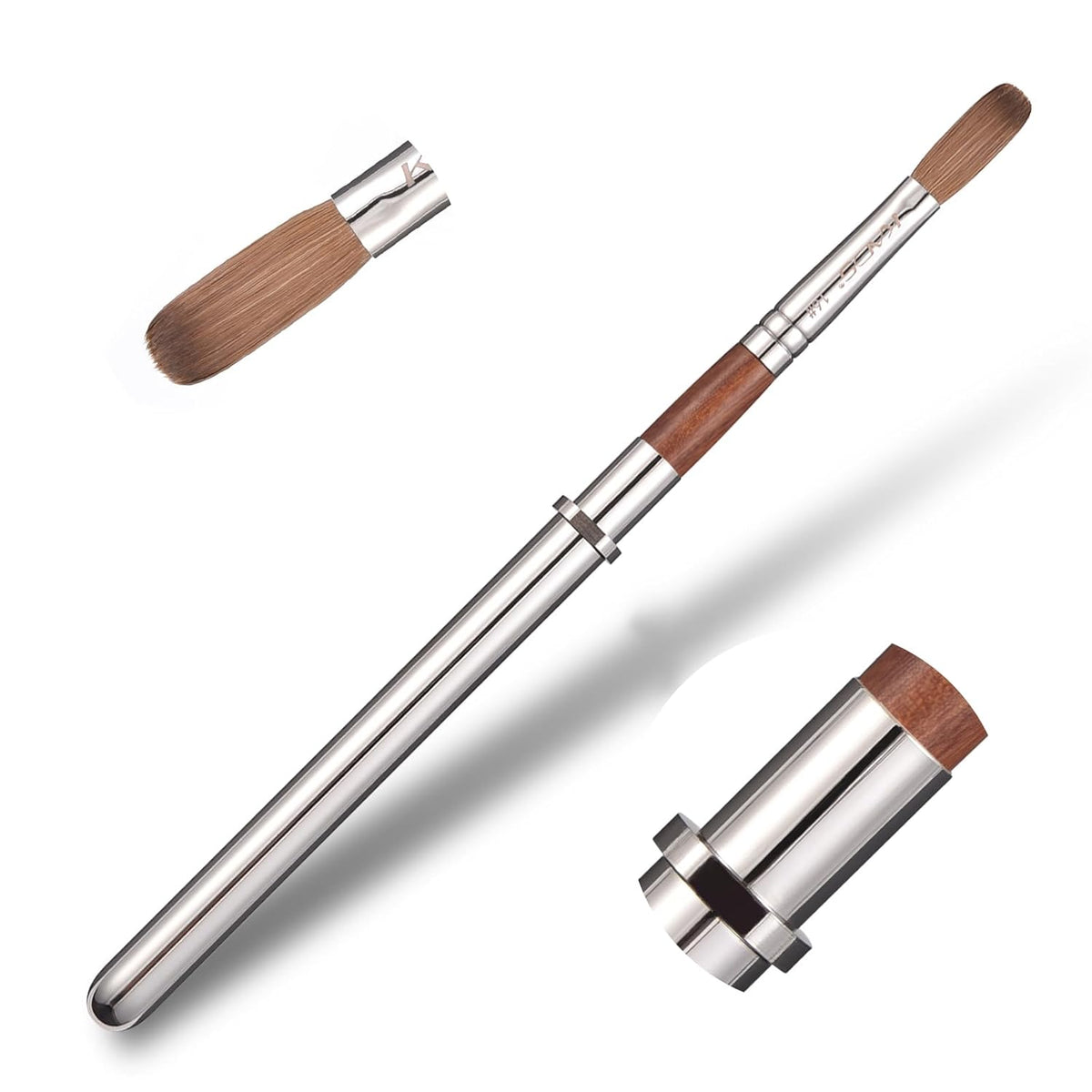 KADS Acrylic Nail Brush with Penholder Nail Brush for Acrylic Application-Oval Shaped Powder Nail