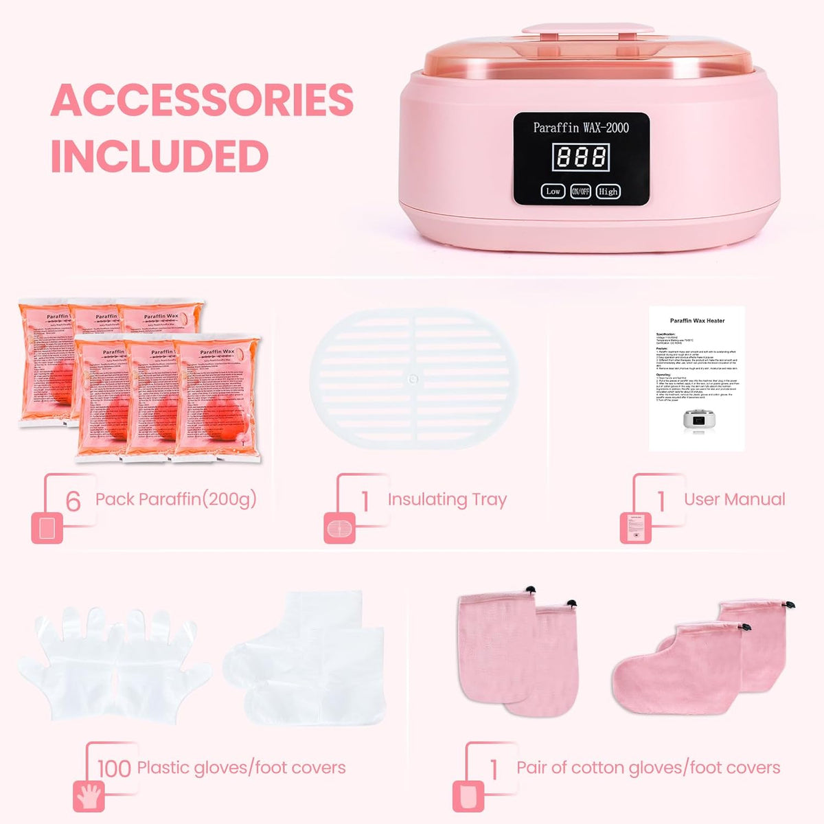 Paraffin Wax Machine for Hand and Feet - 3500ml Hot Wax Hand Wax Machine with 6 Pcs Paraffin Bath