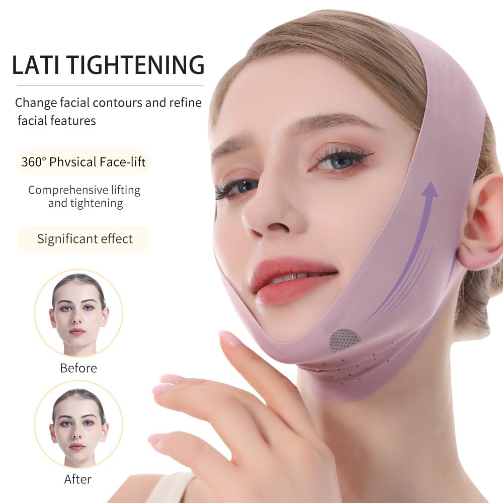 V-Line Lifting Mask & Chin Strap for Sleeping, Reusable Double Chin Reducer, Jaw Exerciser, Face