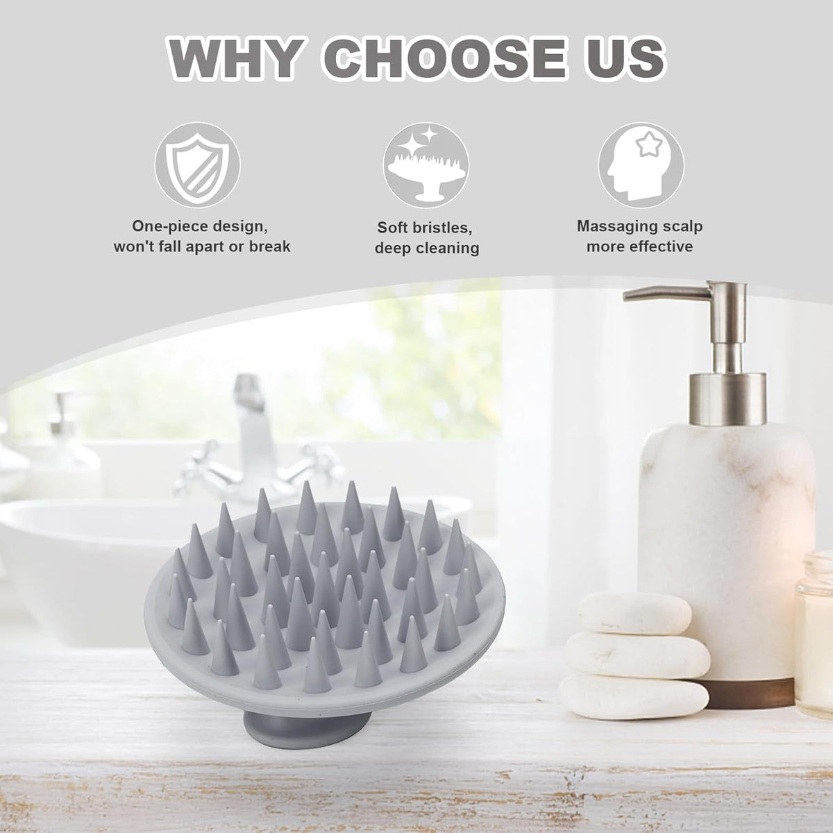 Silicone Scalp Massager Shampoo Brush, Scalp Brush for Hair Growth & Dandruff Removal, Hair