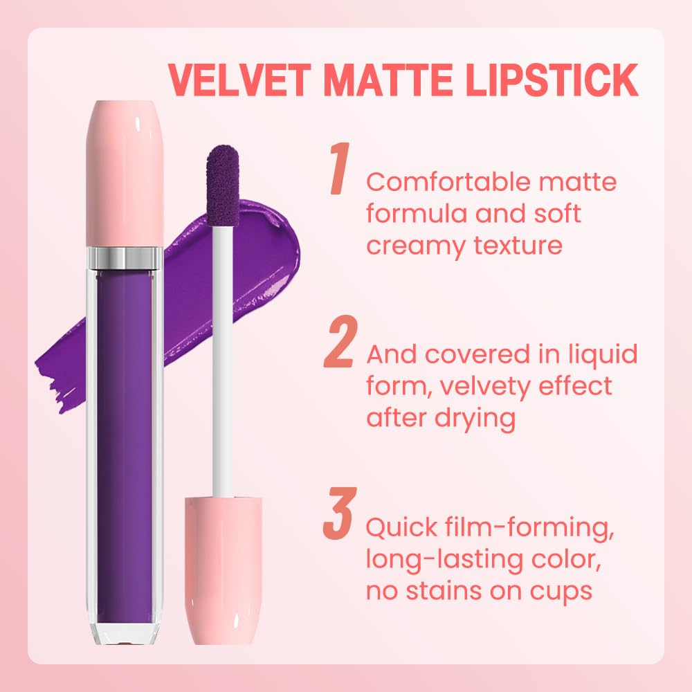 BINGBRUSH Super Matte Longwear No-Budge Stay On Smudge Proof Liquid Lipstick Long Lasting Makeup