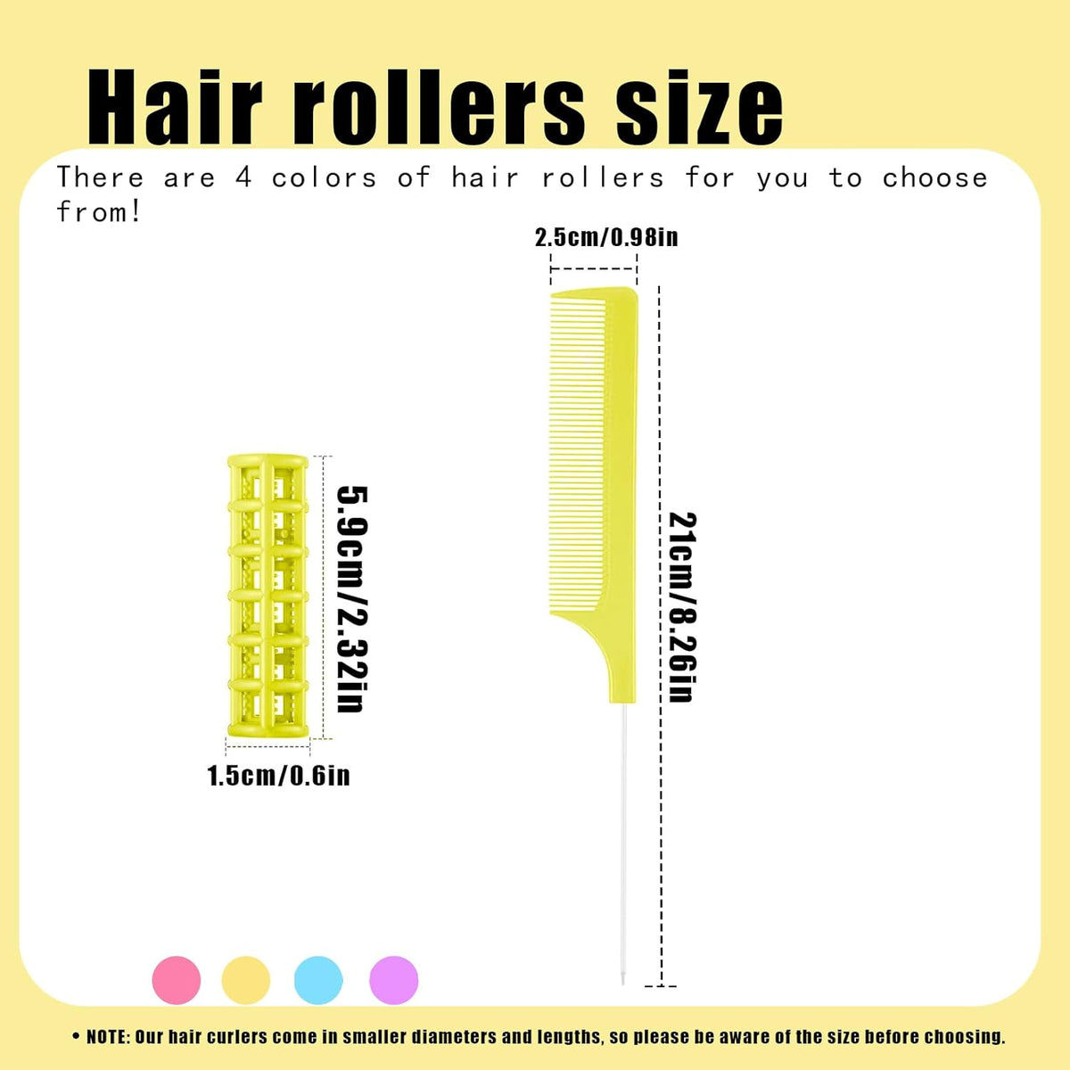 28PCS Self Grip Small Hair Rollers Set, 0.6in Plastic No Heat Roller Hair Curlers with Comb