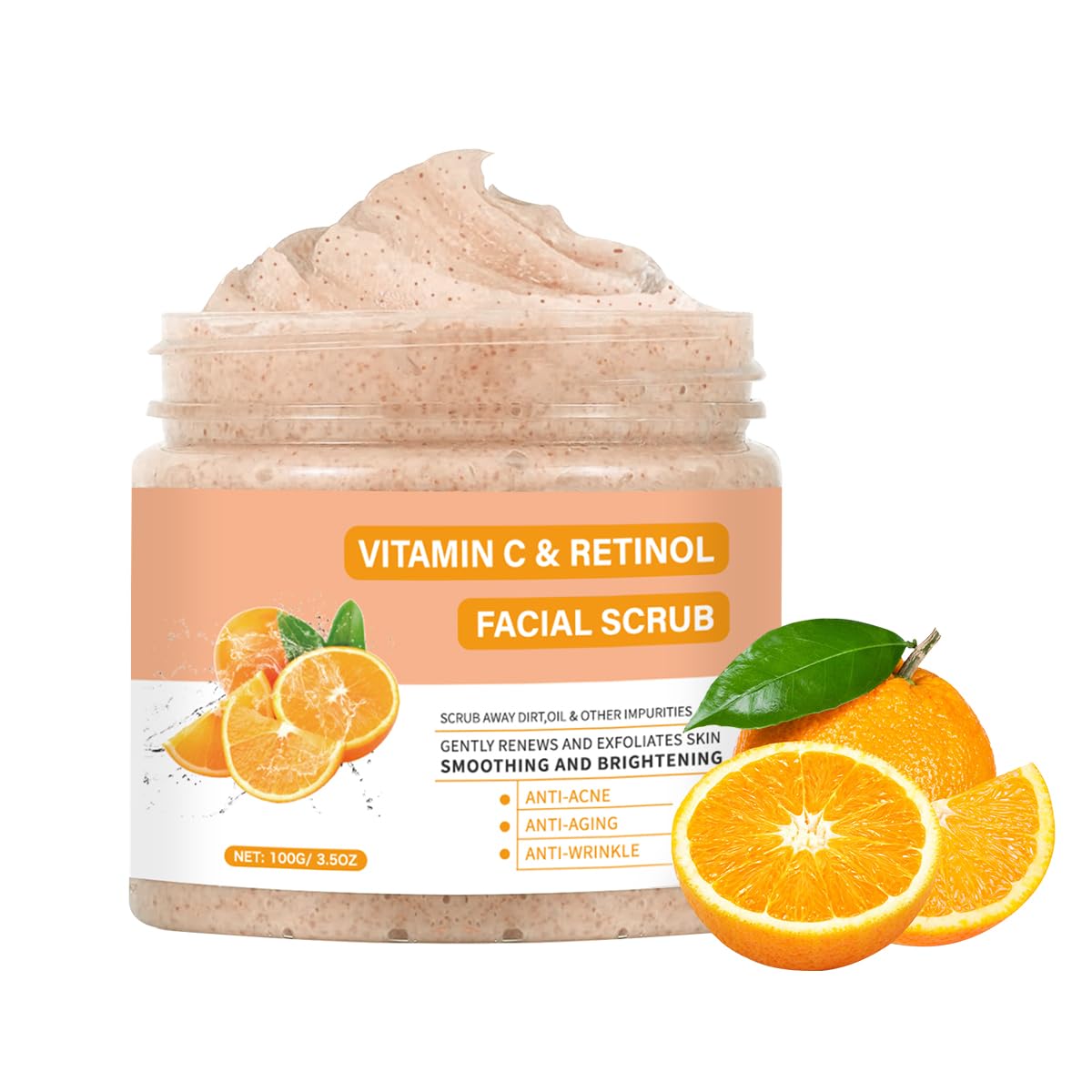 Vitamin C Face Scrub, Exfoliating Facial Wash with Retinol, Facial Scrub,Facial Exfoliating Scrub
