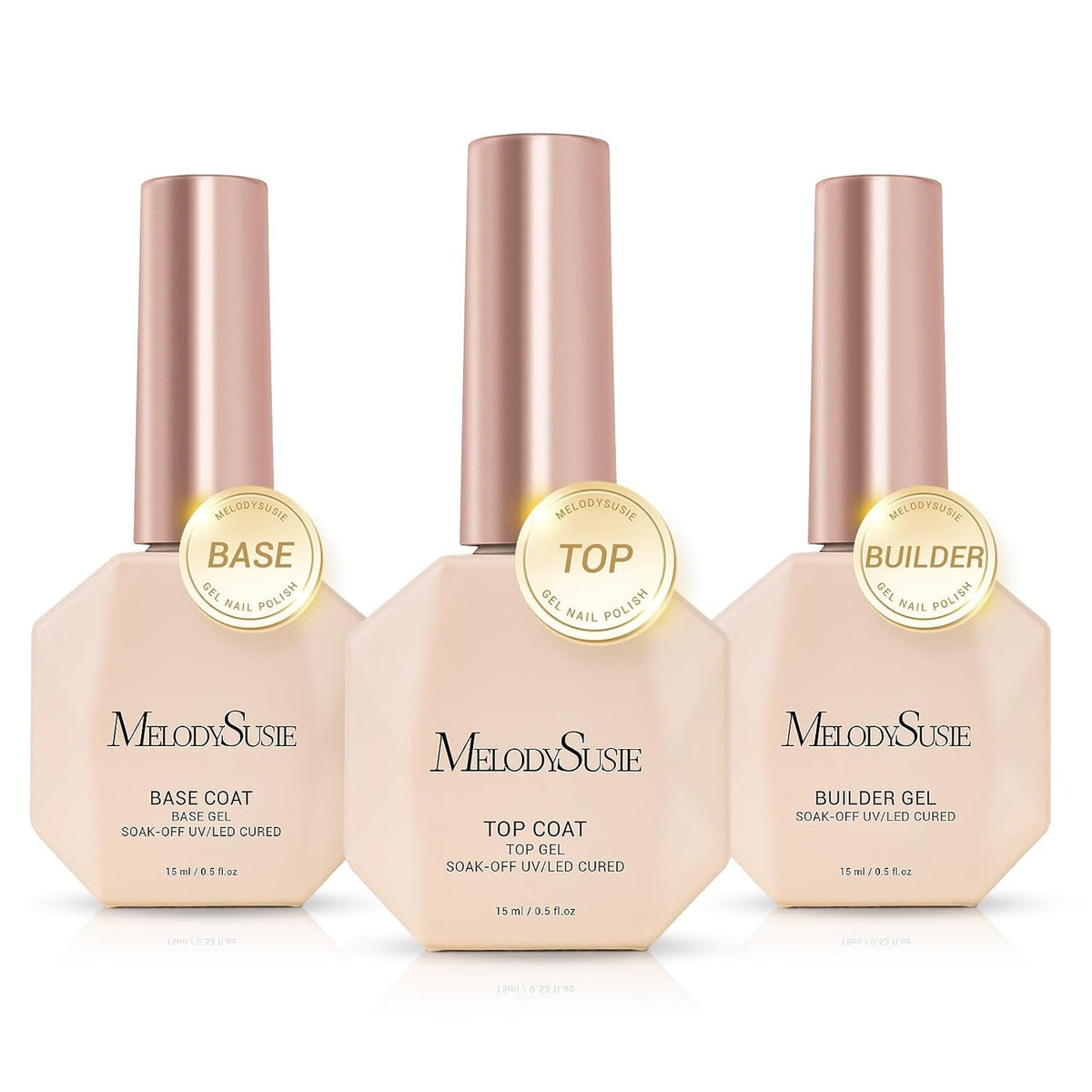 MelodySusie Top Coat Builder Gel Base Coat No Wipe Glossy Set Long Lasting Shine Finish Soak Off UV