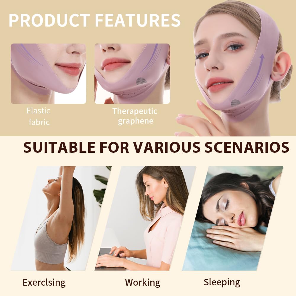V-Line Lifting Mask & Chin Strap for Sleeping, Reusable Double Chin Reducer, Jaw Exerciser, Face