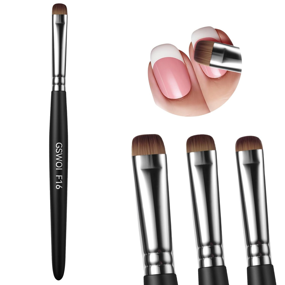 Acrylic Nail Brush for French Tips & Gel Polish Clean Up | Professional Dual-Use Brush with Wooden