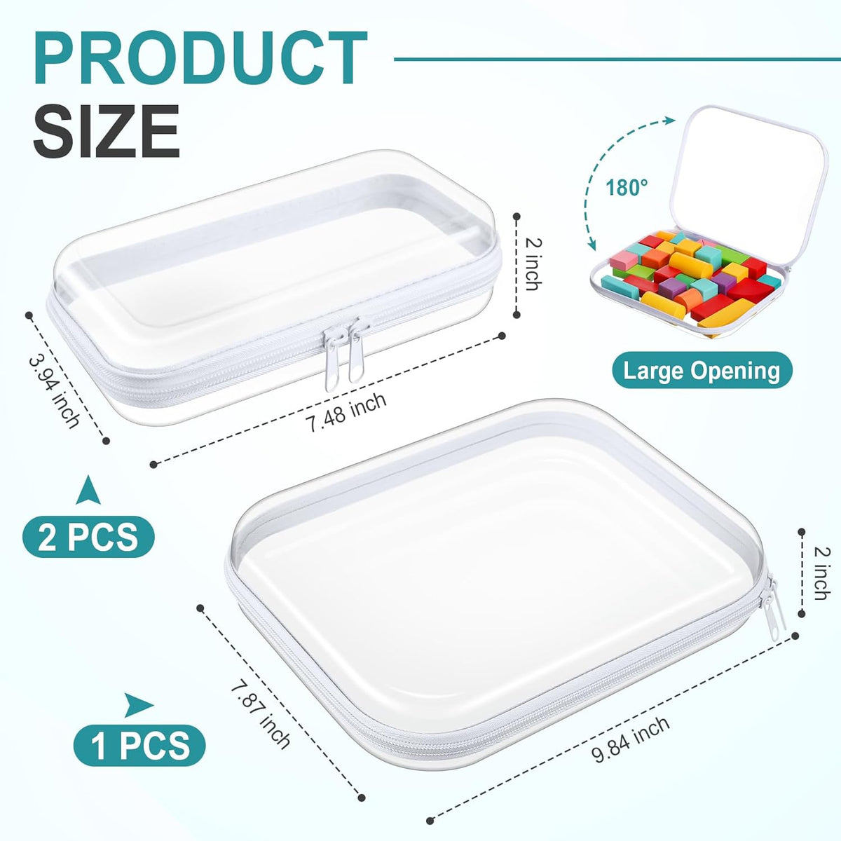 Hoolerry 3 Pcs Clear Hard Zipper Case Plastic Pouch Transparent Hard Case Clear Makeup Bag Portable