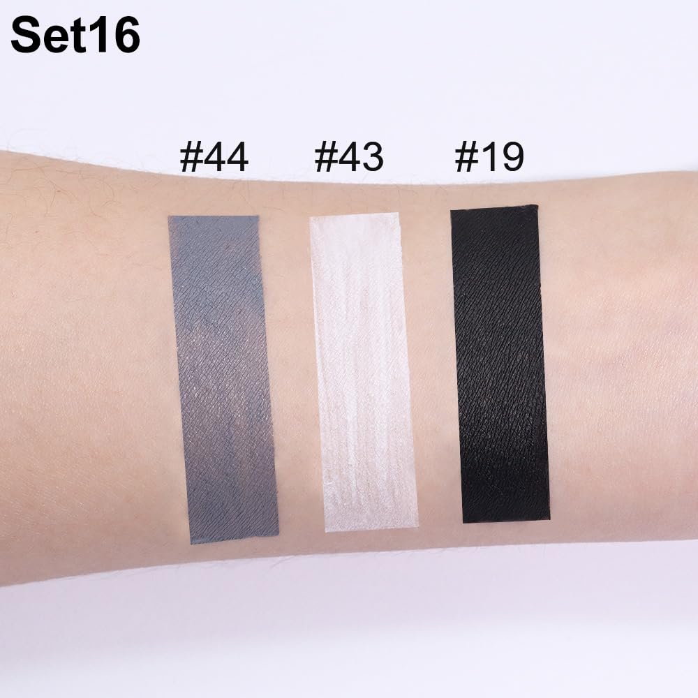 evpct 3Pcs Dark Black Grey Gray White Matte Liquid Lipstick Lip Stain Sets for Women Matte+Lipstick