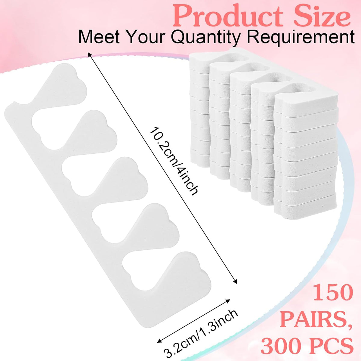 300 Pcs Toe Separators for Nail Polish Bulk Toe Separator Pedicure Correct Foot for Men Women Nail