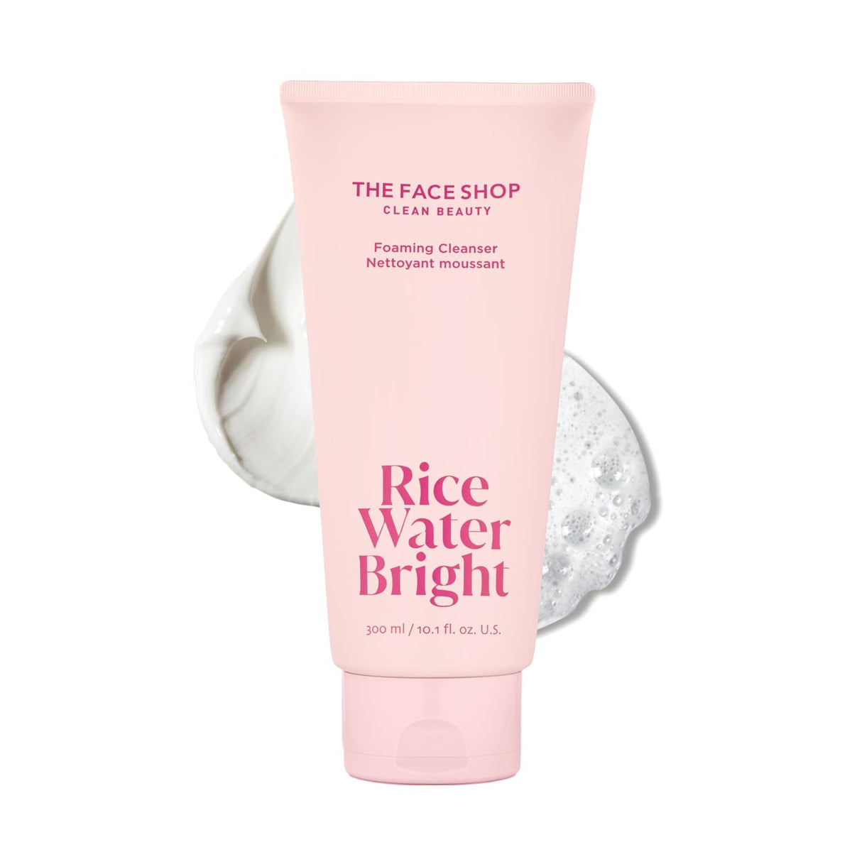 The Face Shop Rice Water Bright Foaming Facial Cleanser with Ceramide, Gentle Face Wash for