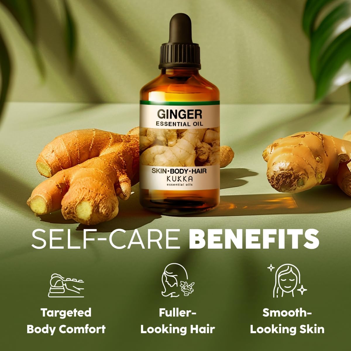 Kukka Ginger Essential Oil for Hair, Skin & Massage - 4 Fl Oz - Enjoy A Warm, Spiced, Ideal for
