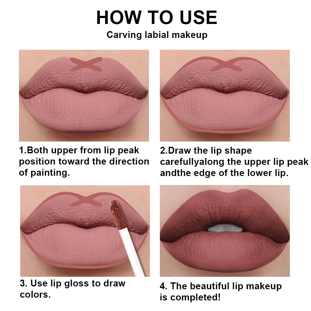 evpct 2Pcs Maroon Matte Lip Liner and Lipstick Combo Set for Women, Maroon Lip Combo Set Liquid
