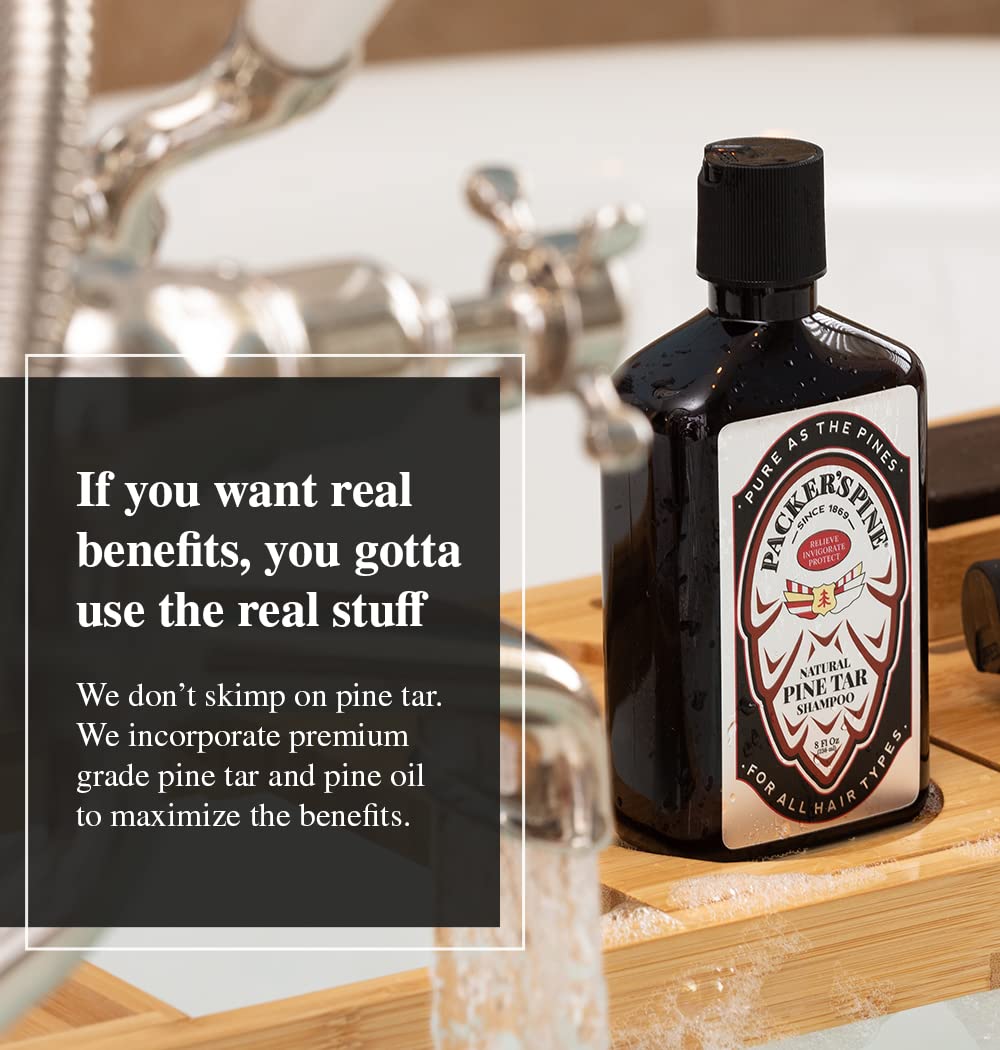 Packer's Pine Tar Shampoo | USA Made With All Natural Active Ingredients | Shampoo for Dry and