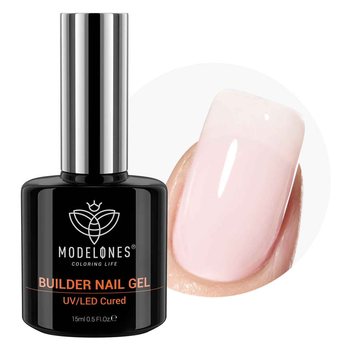 modelones Builder Nail Gel, 8-in-One Barely Pink Builder, Sheer Pink Rubber Base Gel Polish, LED