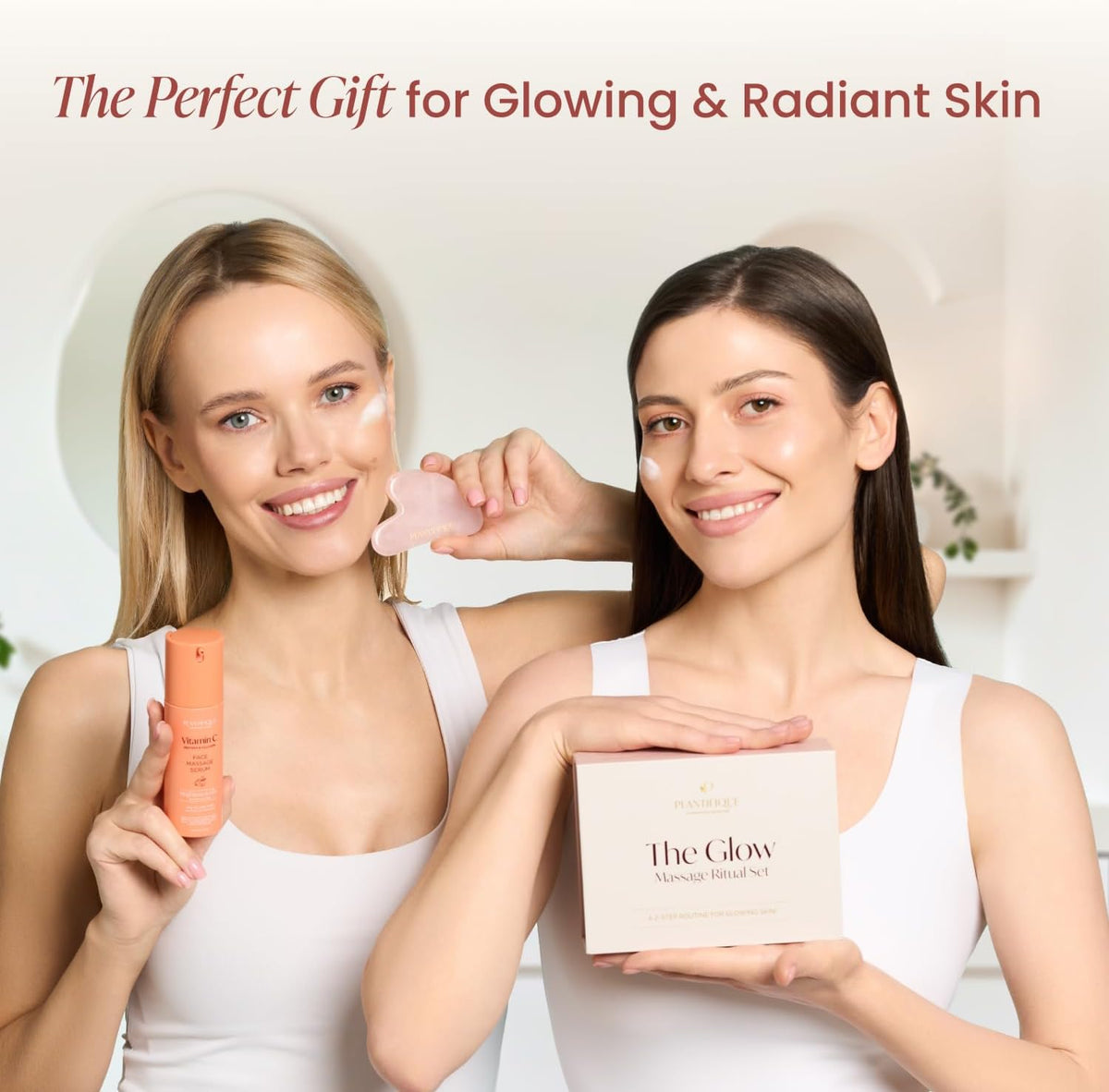 PLANTIFIQUE Massage Ritual Set: Premium Certified Jade Gua Sha + Jojoba Oil & AHA Serum Skin Care