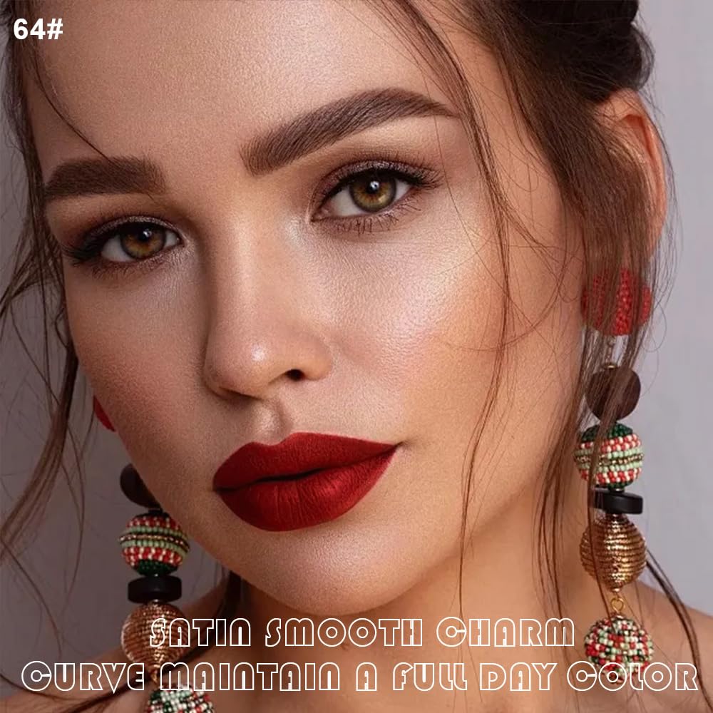 evpct 2Pcs Vivid Red Matte Lip Liner and Lipstick Combo Set for Women, Red Lip Combo Set Liquid