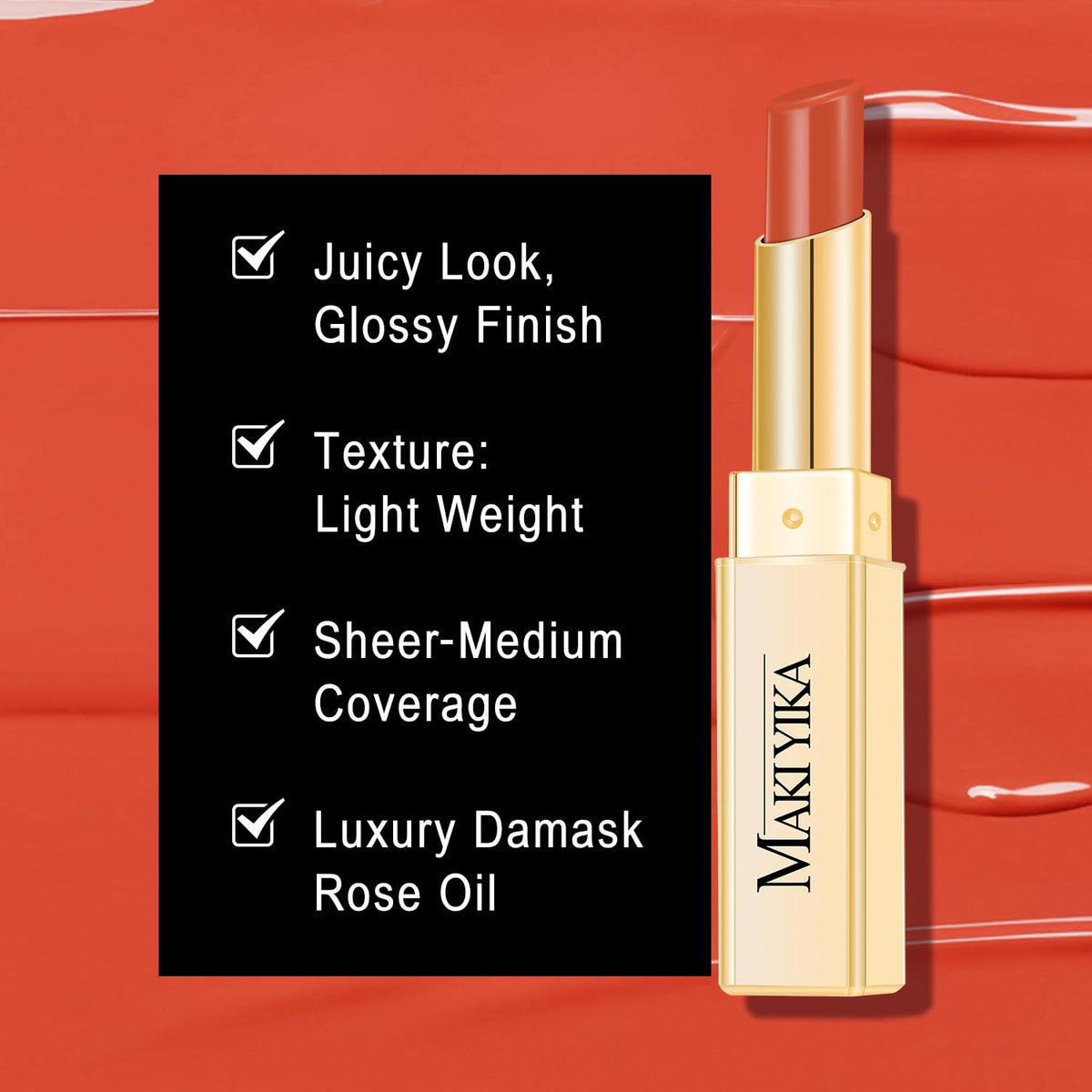 MAKI YIKA Moisture Red Lipstick for Women Hydrated Tinted Lip Balm for Dry Cracked Lips Weightless