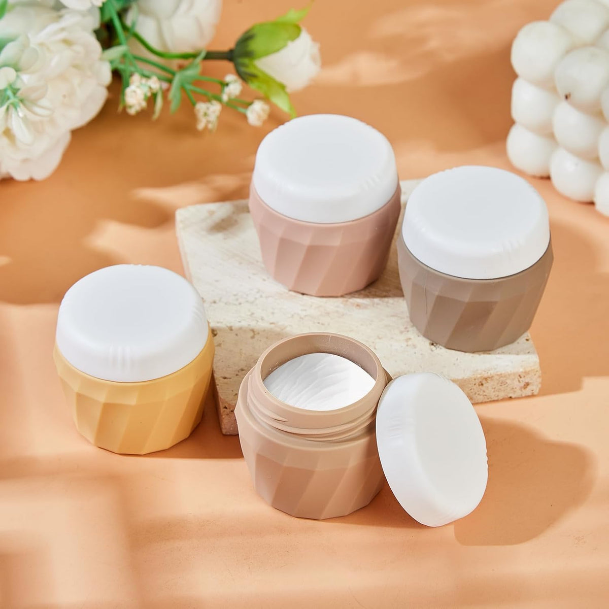 Travel Containers for Toiletries, Premium Silicone Cosmetic Cream Jars, TSA Approved Leak-Proof