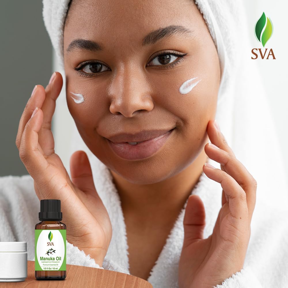 SVA Manuka Essential Oil – 1/3 Fl Oz – 100% Natural Manuka Oil - for Diffuser, Hair Care, Face