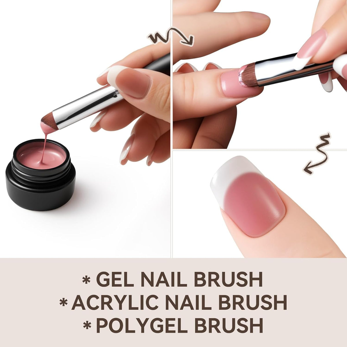 Acrylic Nail Brush for French Tips & Gel Polish Clean Up | Professional Dual-Use Brush with Wooden