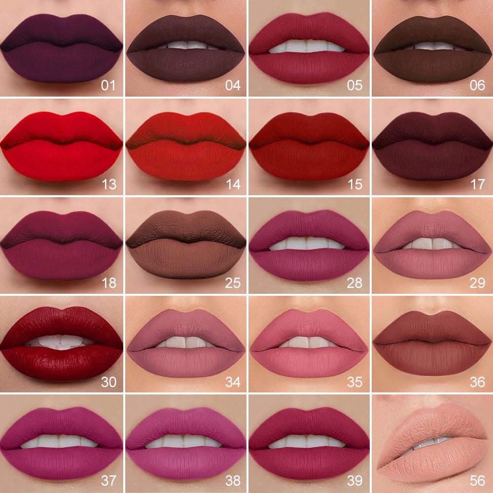 evpct 1Pcs Dark Purple Plum Matte Lip Liner and Liquid Lipstick Stain Makeup Set for women, Purple