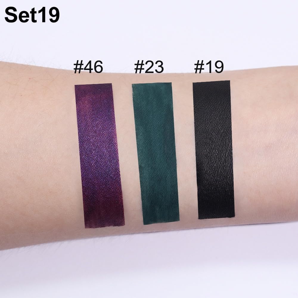 evpct 3Pcs Dark Black Green Purple Matte Liquid Lipstick Lip Stain Sets for Women Long Lasting