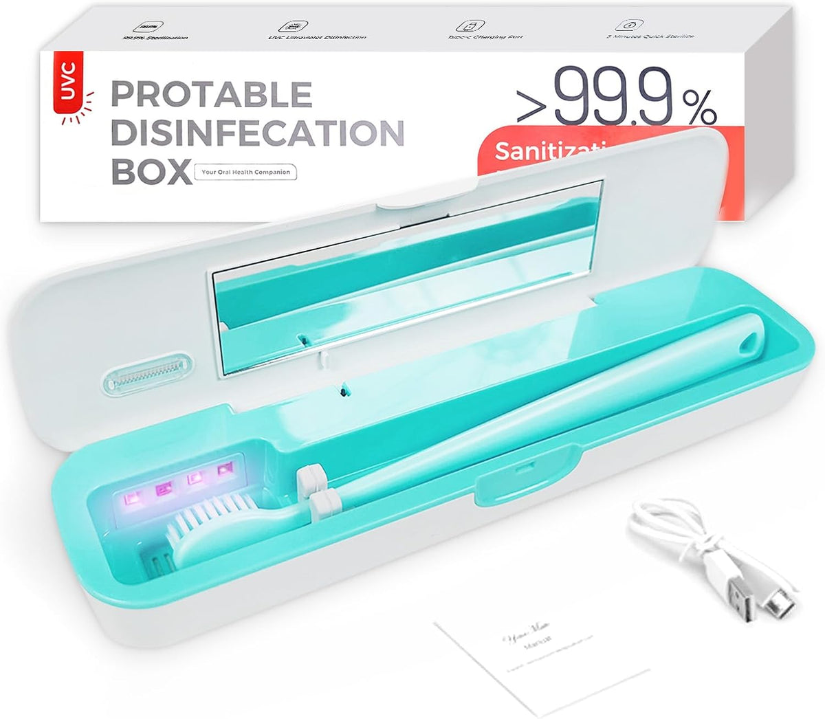 UV-C Toothbrush Sanitizer Case for Travel, Portable Sanitizer and Holder Universal Fits Electric