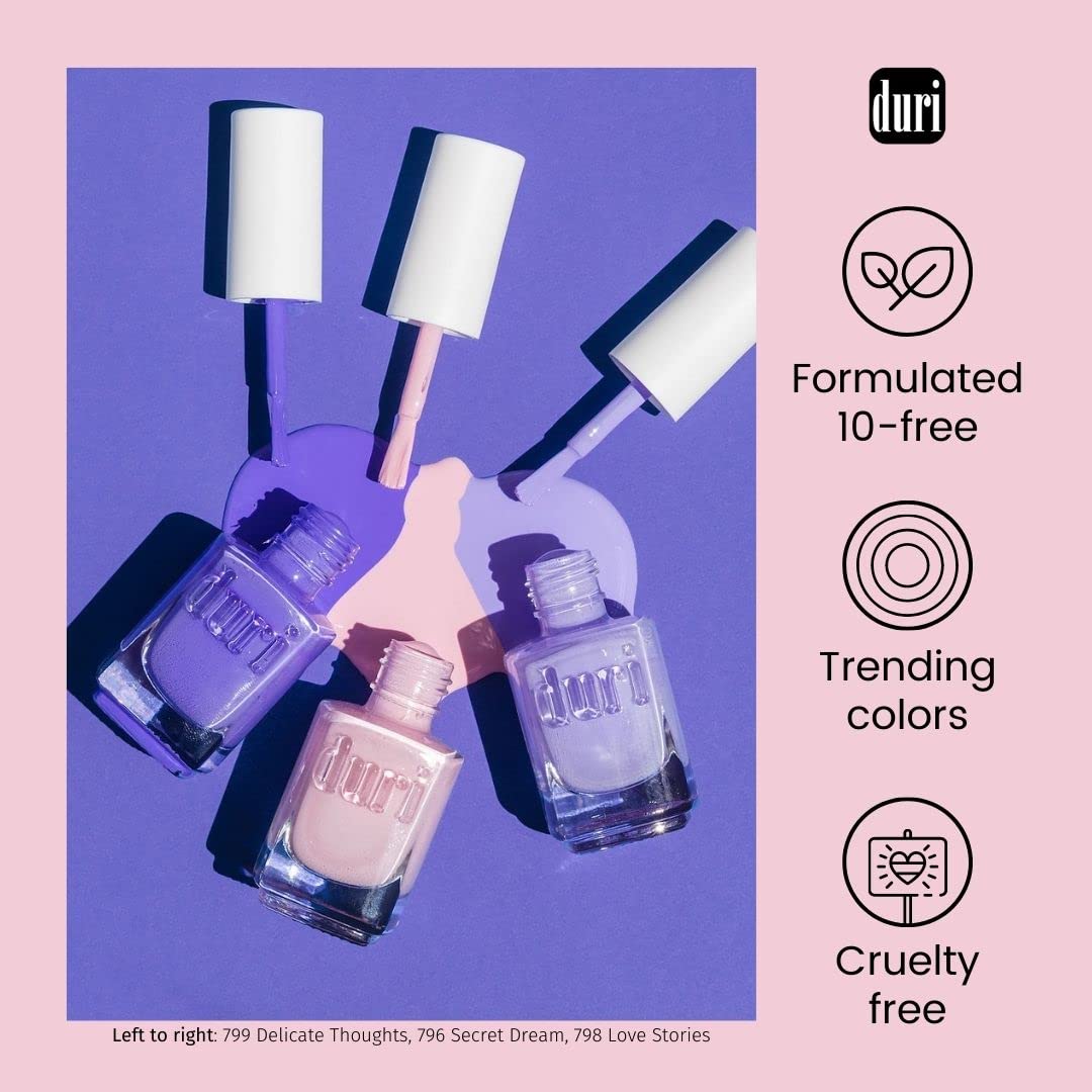 duri Nail Polish, 149 Sweet Sixteen, Lavender Pink Metallic Pearl, Glossy, Semi Sheer Coveragare