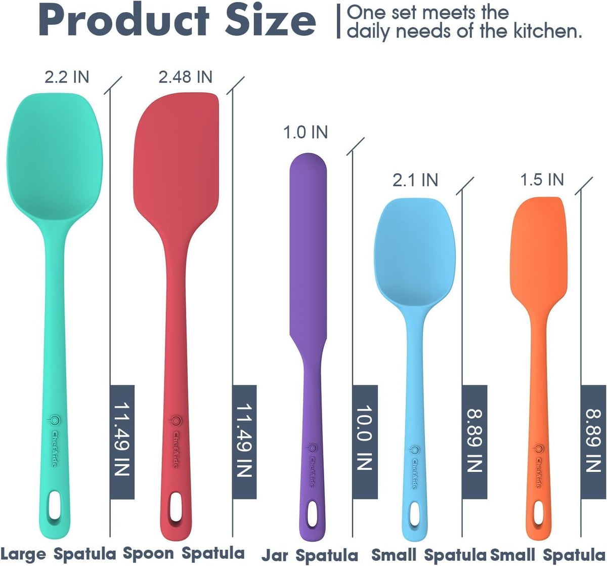 5 Pieces Silicone Spatula Set, Food Grade Rubber Spatula, Upgrade Strong Handle with Ergonomic