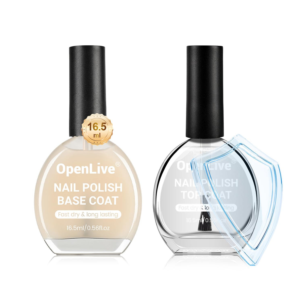 Base and Top Coat Nail Polish Quick Dry,16.5ml Large capacity Basic Nail Polish Set Air Dry Fast
