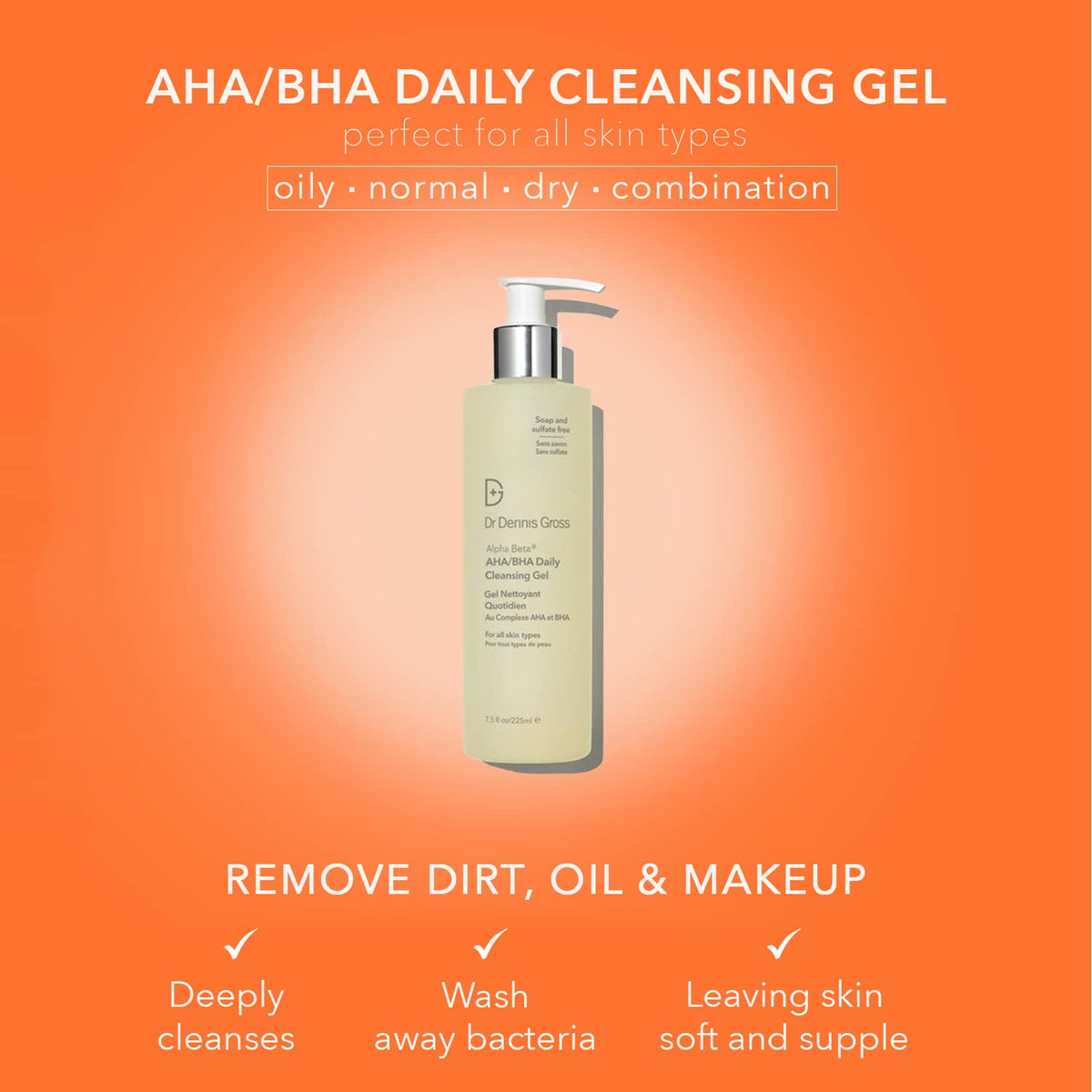 Dr. Dennis Gross Alpha Beta® AHA/BHA Daily Cleansing Gel, for Skin That is Dull, Congested and