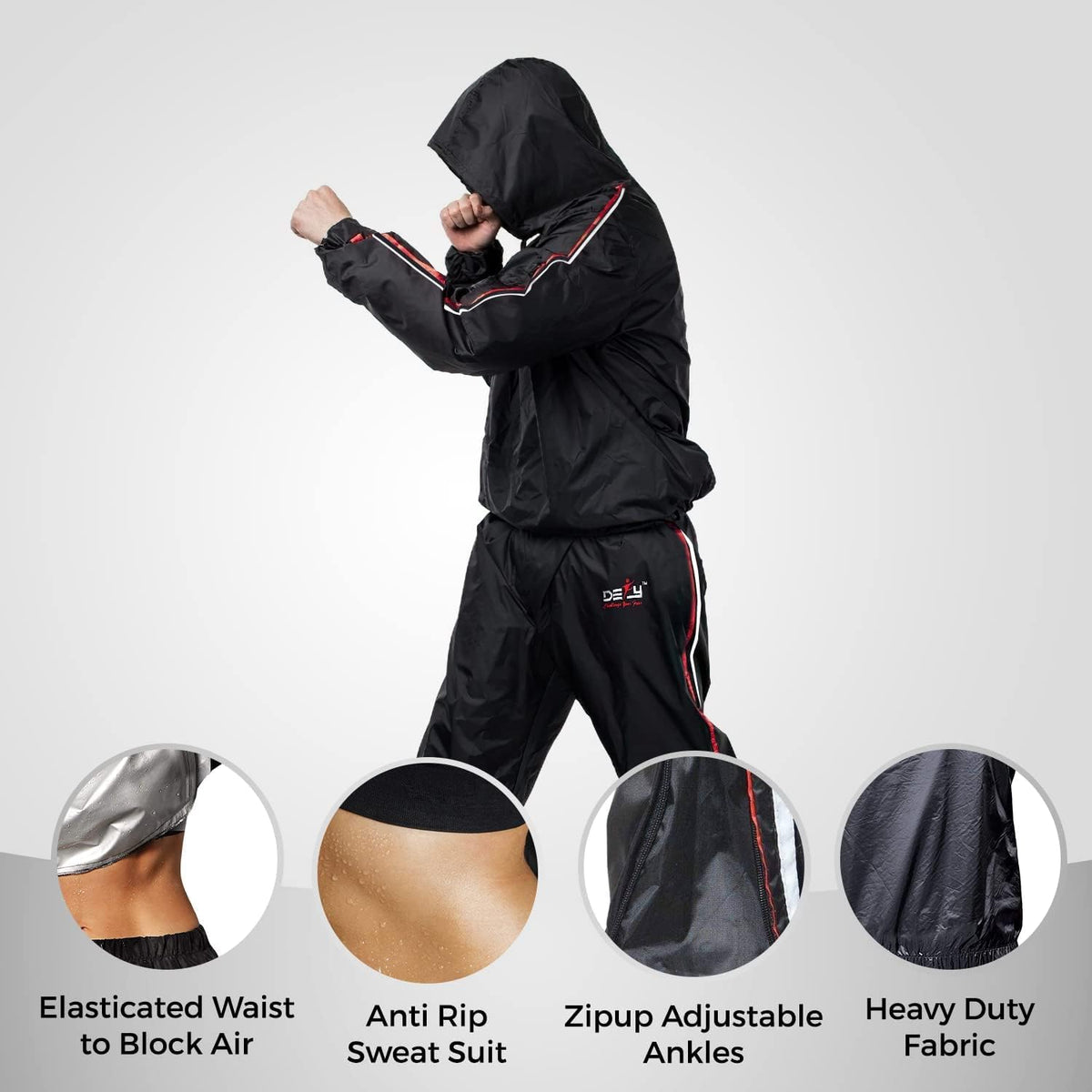 DEFY Heavy Duty Sauna Suit for Weight Loss Full Body Wrap Hoodie Men Women Anti-Rip Sweat suit Gym