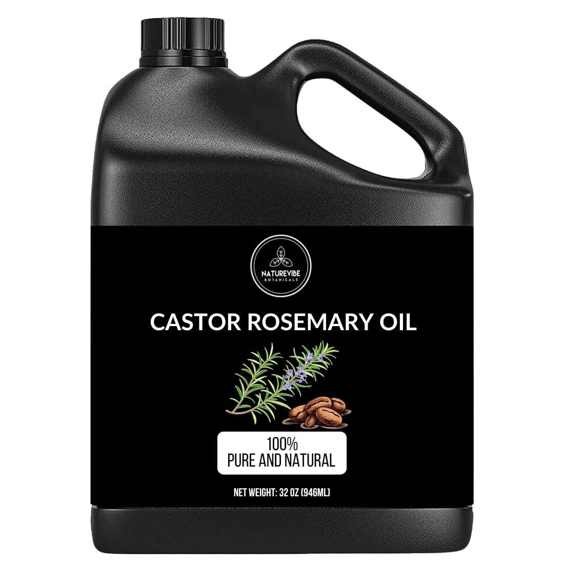 Naturevibe Botanicals Castor Rosemary Oil 32 Ounces | 100% Pure and Natural | Great for Skin Care