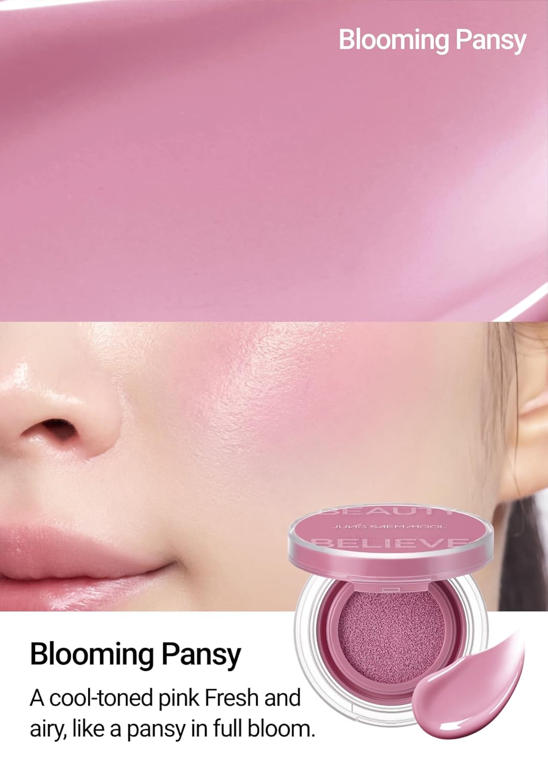 JUNGSAEMMOOL Artist Cushion Blush (Blooming Pansy) | Easy to Blend, Lightweight, Hydrating Korean