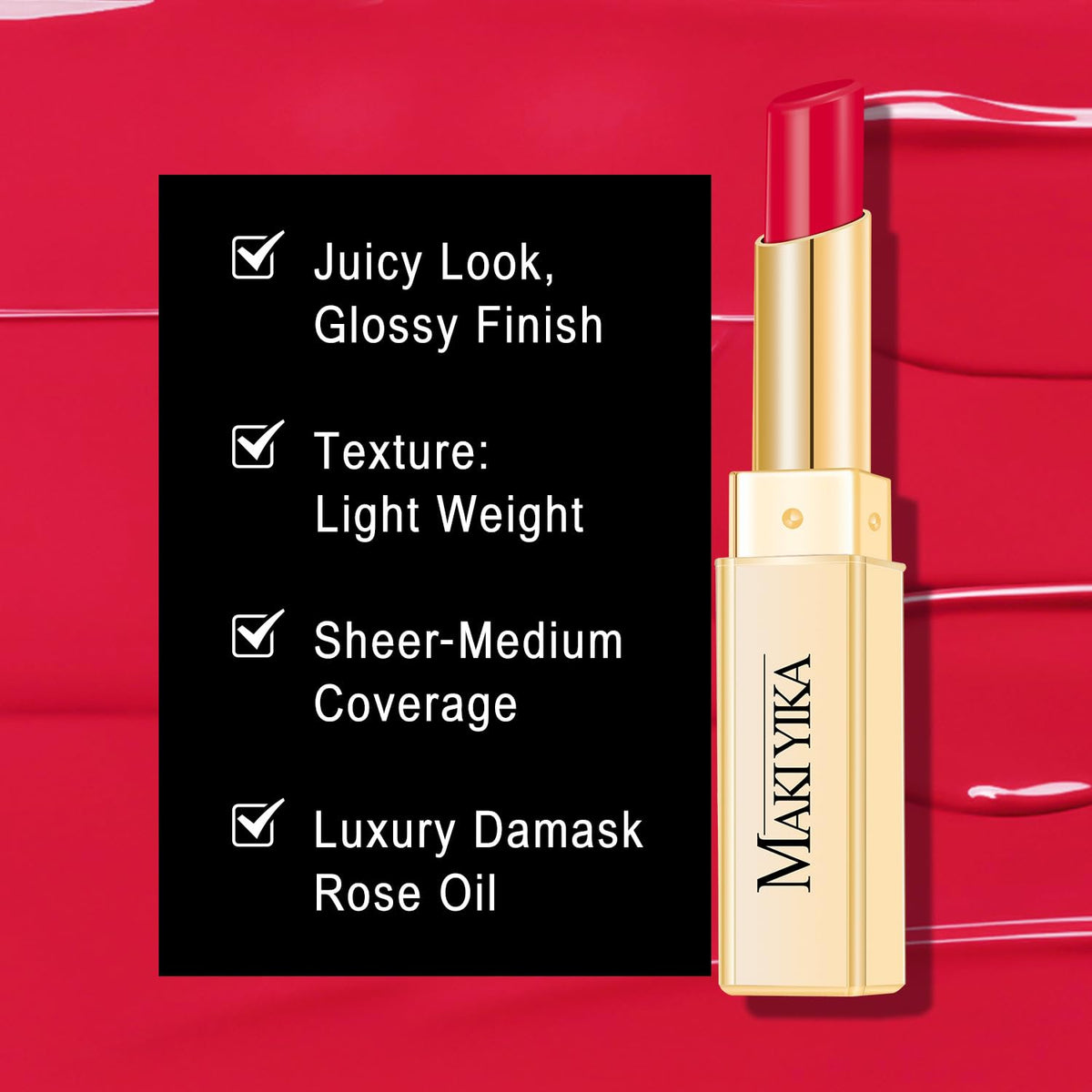 MAKI YIKA Moisture Red Lipstick for Women Hydrate Tinted Lip Balm for Dry Cracked Lips Weightless