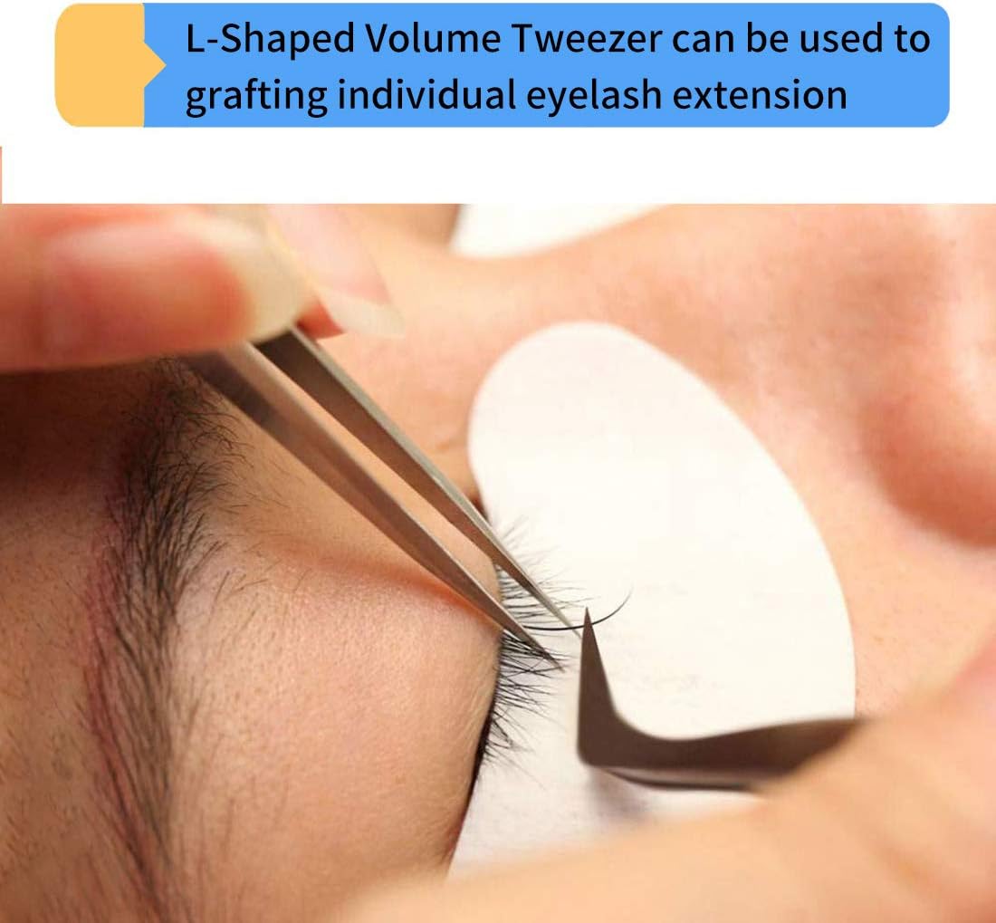 Volume Eyelash Extension Tweezer - FEITA Professional Angled Curved Pointed L-Shaped Precision