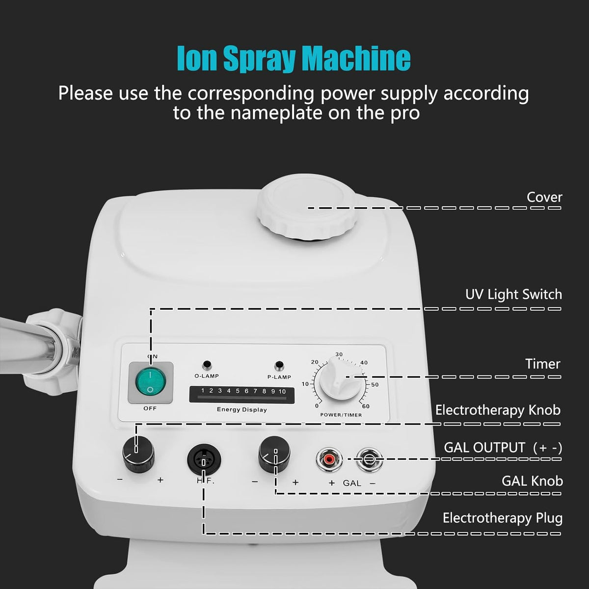 Professional 4in1 Ozone Face Steamer for Deep Hydration with Magnifying Lamp, High Frequency