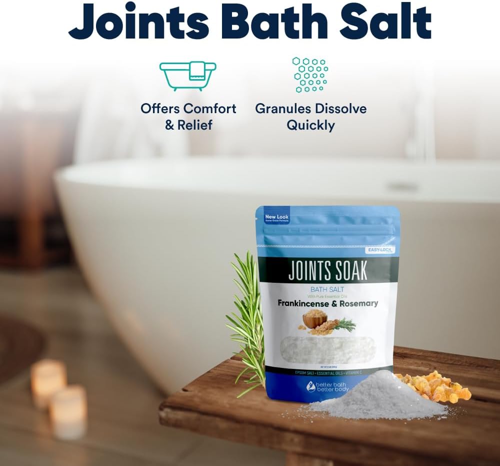 Joints Soak Bath Salt 32 Ounces Epsom Salt with Natural Rosemary, Frankincense and Peppermint