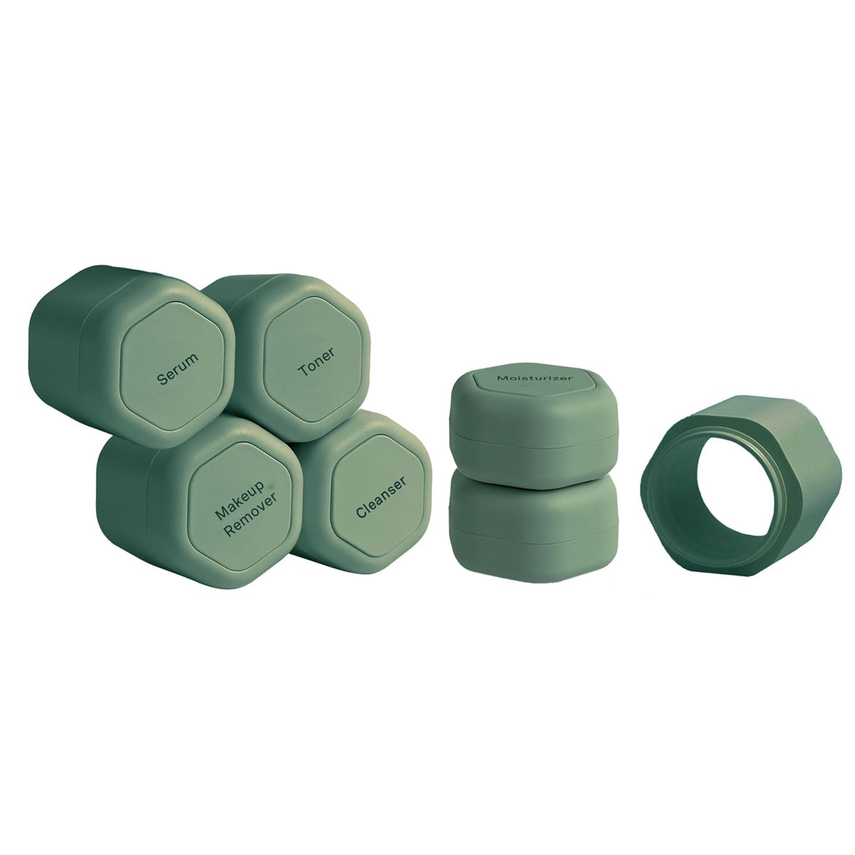 Cadence Travel Containers - Full Skincare Set - Magnetic Containers with Lids,Carry On Travel