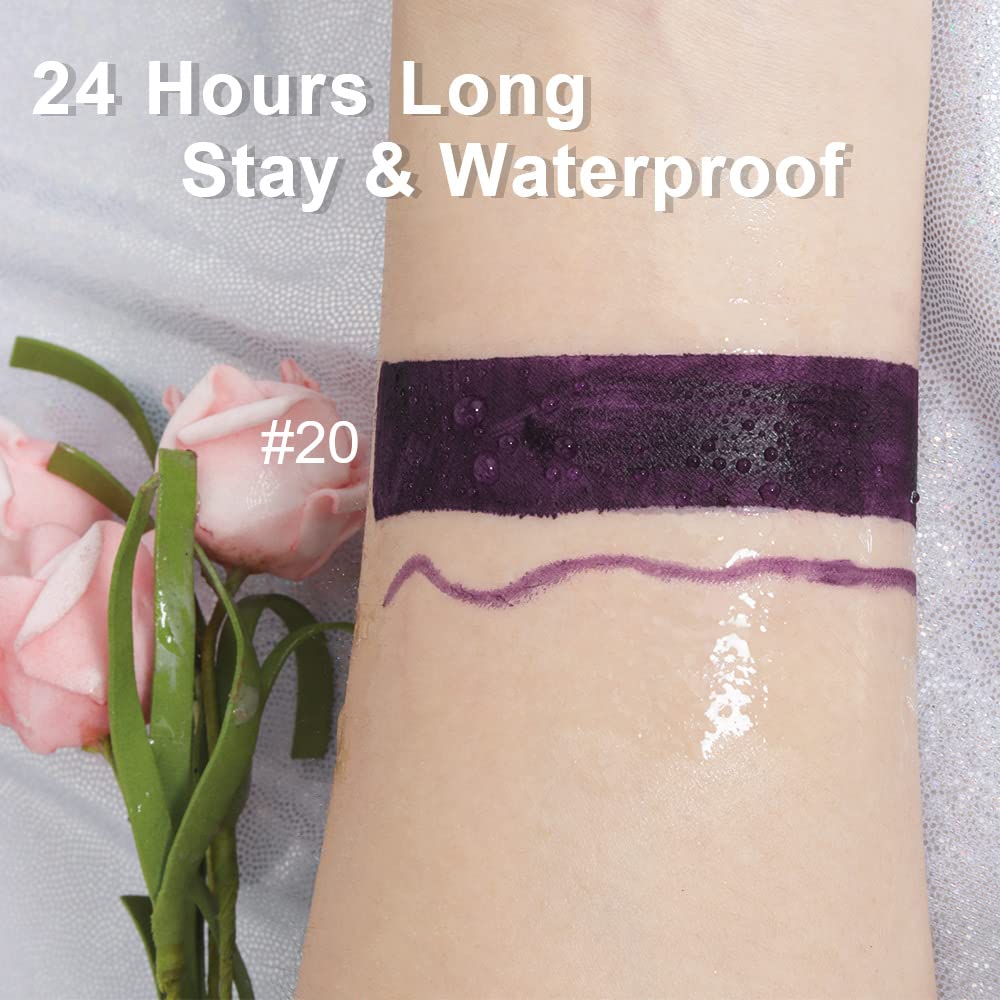 evpct 2Pcs Dark Deep Purple Plum Black Matte lipstick and Lip Liner Pencil Makeup Set for women