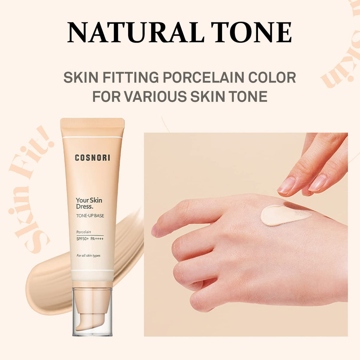 COSNORI Your Skin Dress Tone up Base – Conceal Pores & Blemish – Tone Correcting Makeup Base with