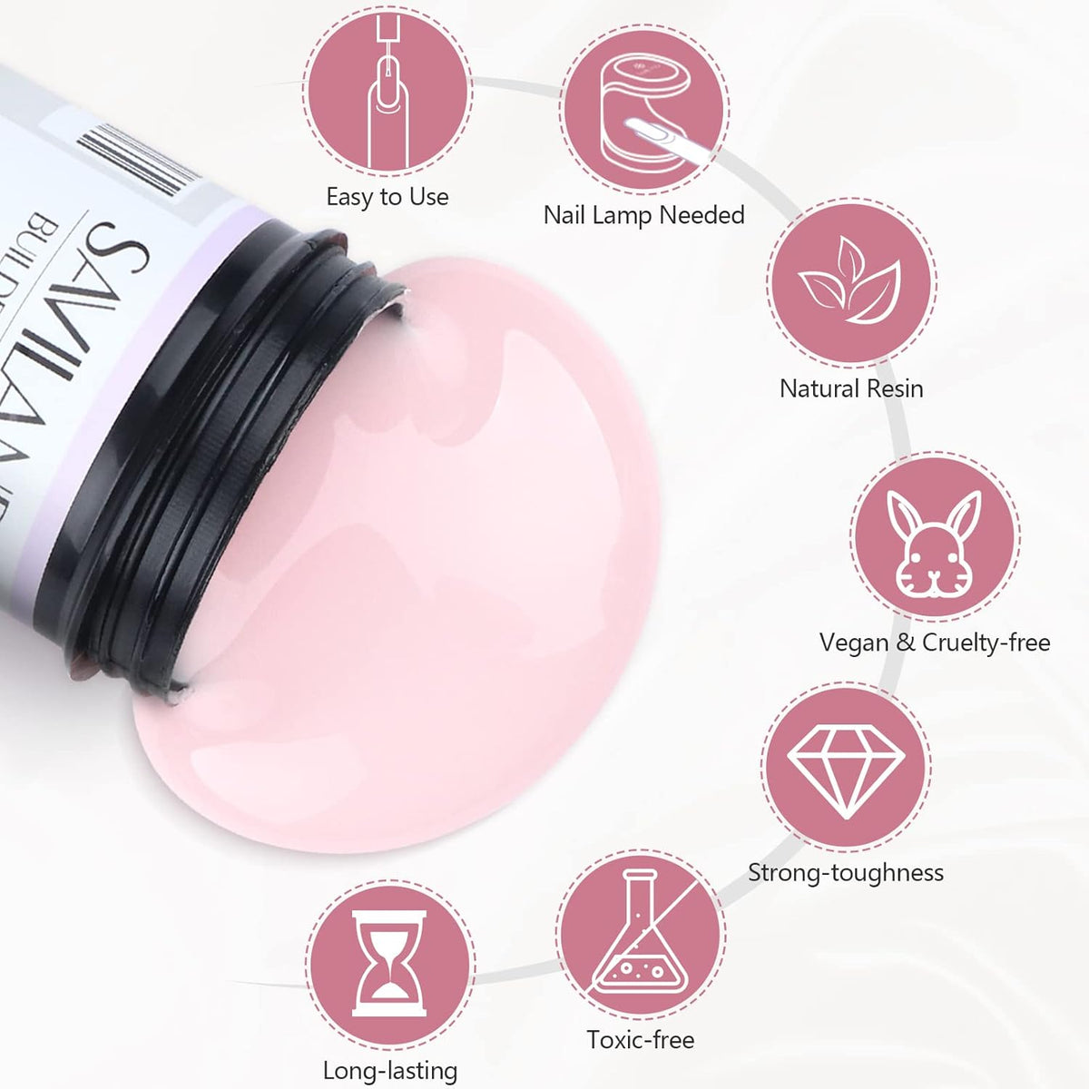 SAVILAND 100 G Builder Nail Gel - 3.5 oz Light Pink Hard Gel for Extension Nail Art Manicure