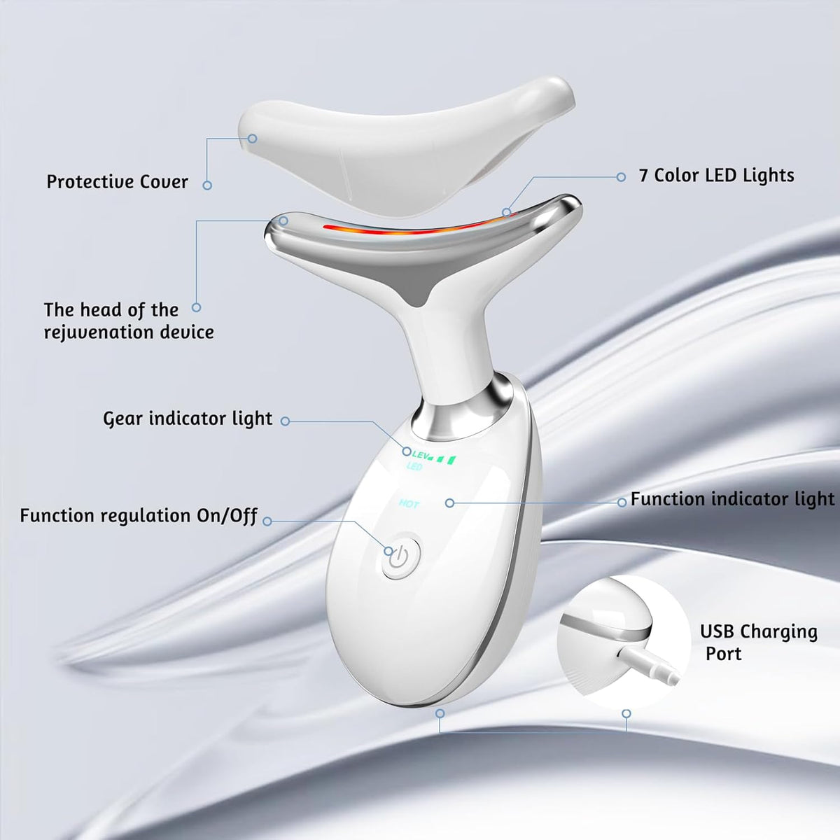 7 in 1 Face Massager Tool, Red Light Therapy for Face and Neck, Red Light Therapy Wand, Face Neck