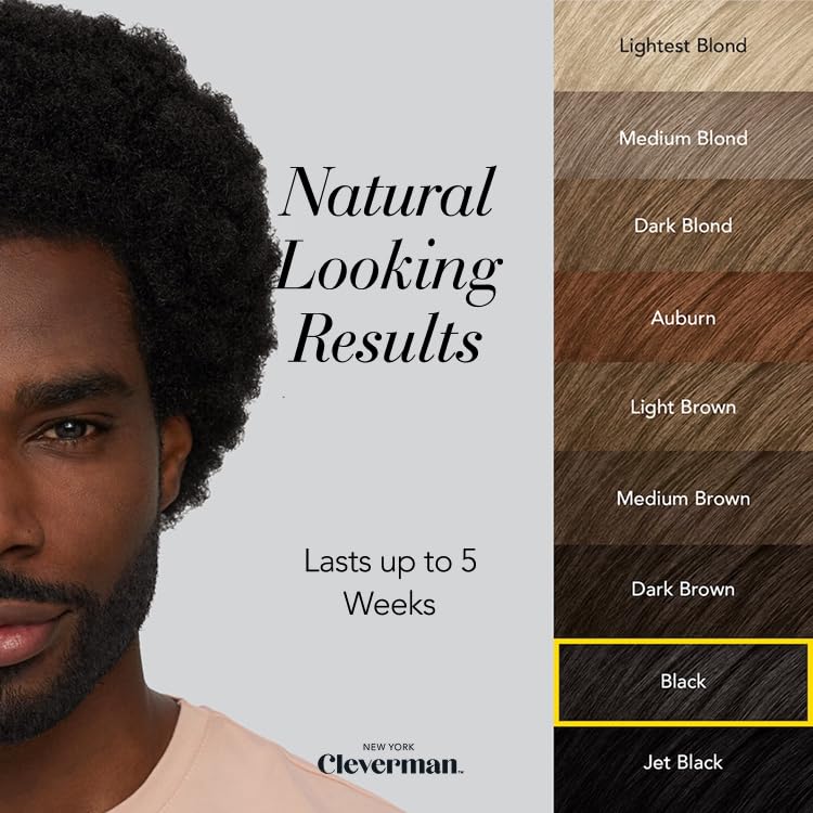Cleverman Hair & Beard Dye Kit for Men, All-in-One Reusable Mens Hair Color, Natural Gray Coverage