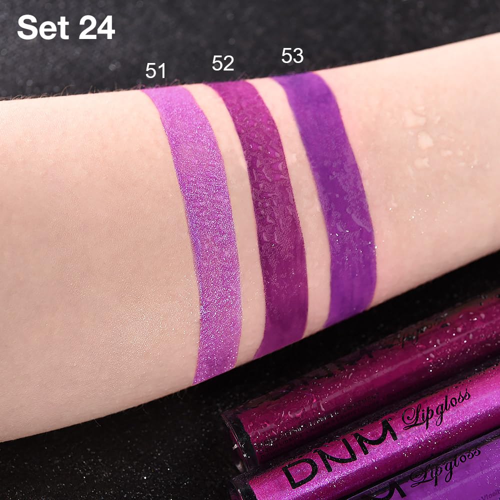 evpct 3Pcs Violet Purple Crystal Metallic Shimmer Glitter Matte Liquid Lipstick Lip Stain Sets for
