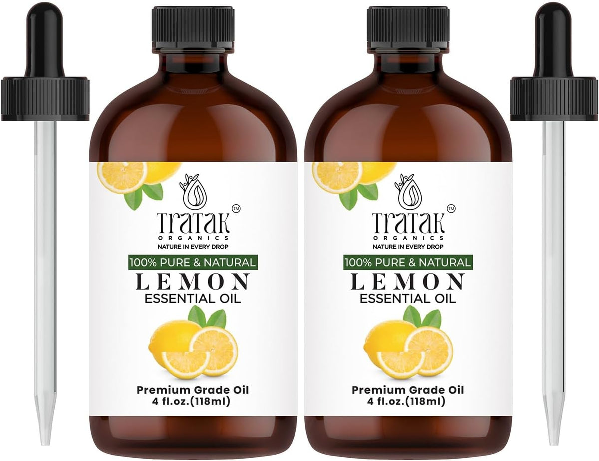 Lemon Essential Oil, 100% Pure & Natural with Glass Droppers | Undiluted Essential Oils for