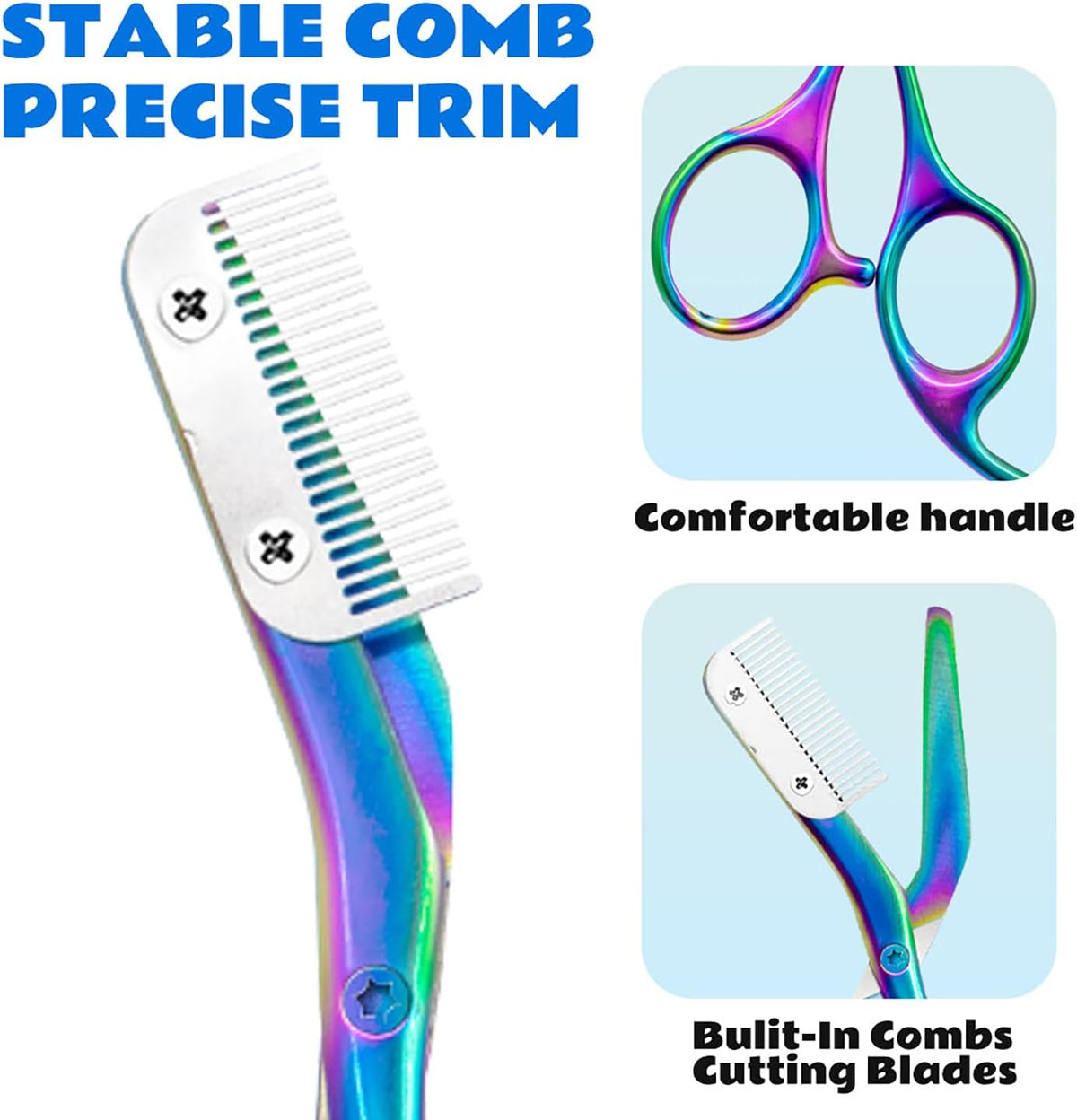 Eyebrow Scissors with Comb - Stainless Steel Eyebrow Trimmer for Women and Men, Facial Grooming
