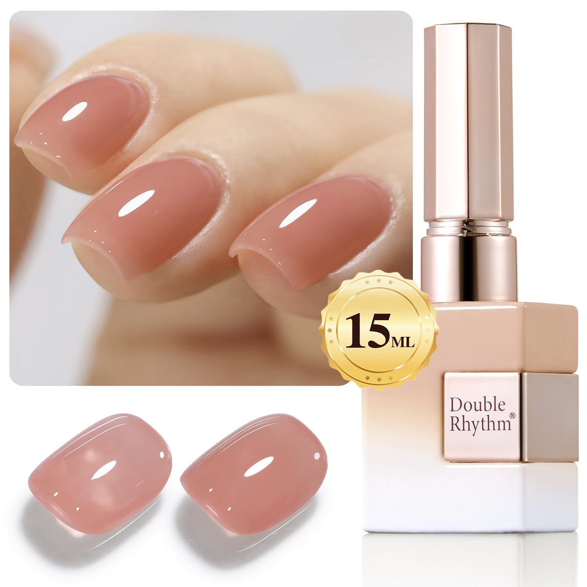 Double Rhythm 0.5Oz Translucent Gel Polish Sheer Neutral Natural Light Milky Same Color Same Bottle