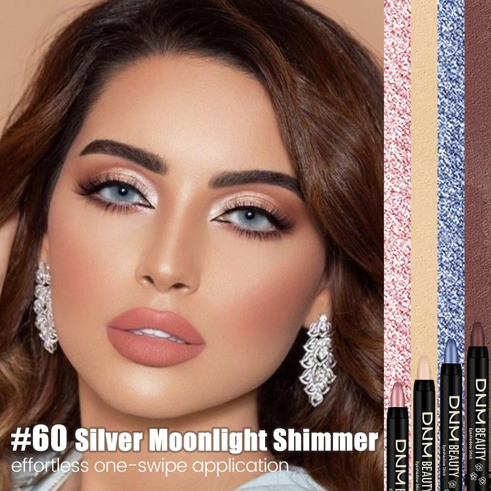 Kaely Cream Eye Shadow Sticks, Silver Moonlight Shimmer Eyeliner Pencil Eyeshadow Palette Makeup