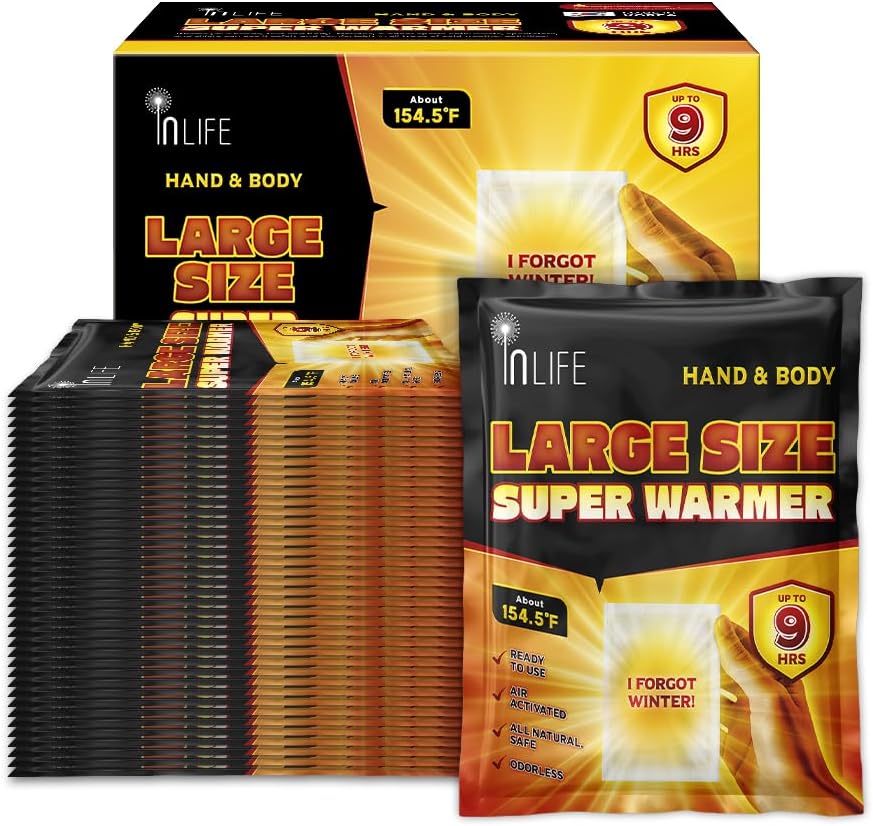 InLife Large Size Super Warmer for Hands and Body, All Natural & Safe, Bigger & Wider Area Covered